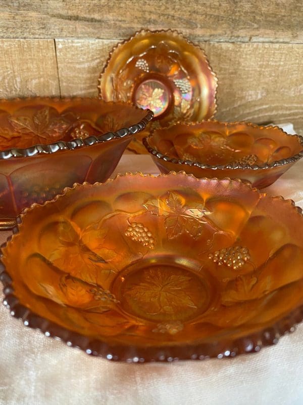 carnival glass grape bowls berry bowl set of seven