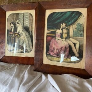 Kellogg lithographs set of two named Just Engaged and The Marriage