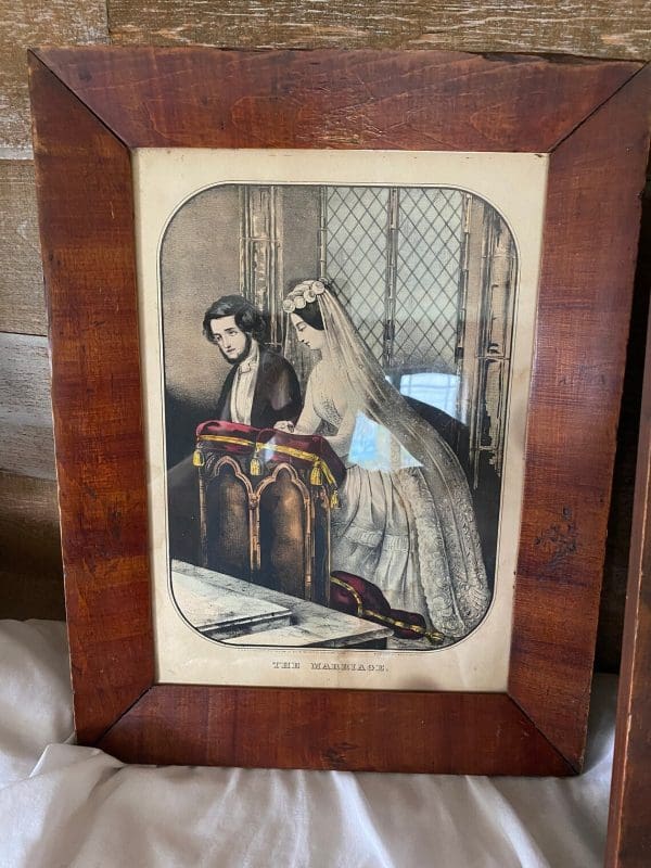 Kellogg lithographs front of The Marriage original wooden frame