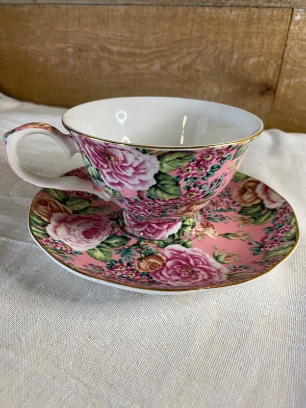 chintz tea cups gold trim