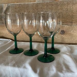 vintage green stem wine glasses set of four