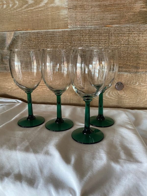 vintage green stem wine glasses set of four