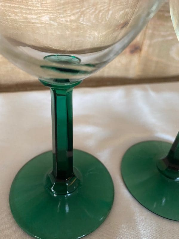 vintage green stem wine glasses close cut glass stems