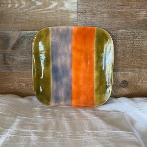 copper enamel plates square shape green violet orange