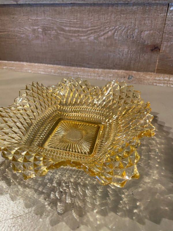 amber hobnail glass another view