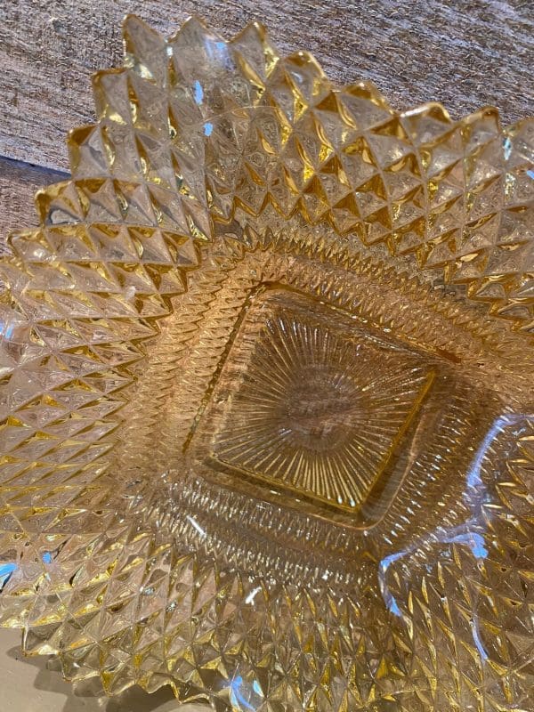 amber hobnail glass inside