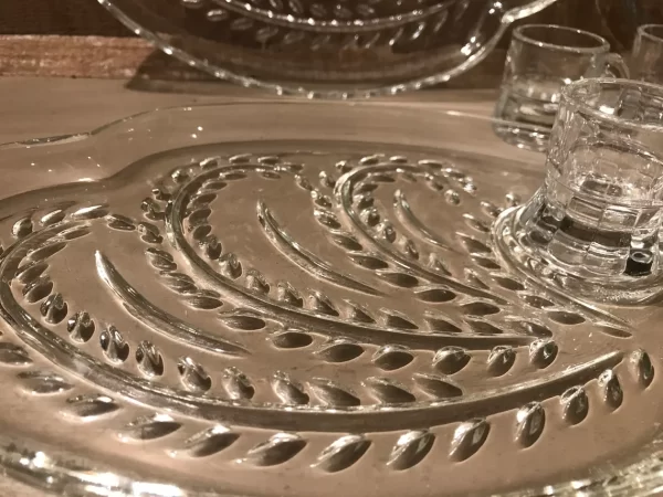 vintage glass snack plates with cups clear set of four top