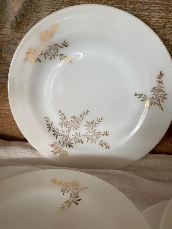 milk glass dinner plates Federal Golden Glory set of six one of six