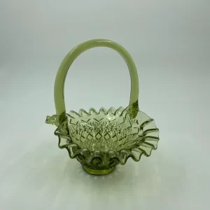 Fenton green glass basket Olde Virginia