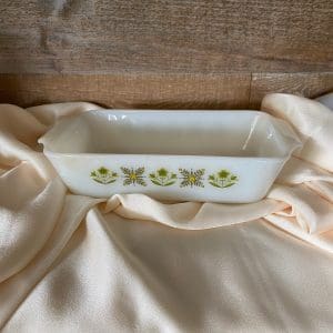 Fire King meadow green casserole dish Anchor Hocking side