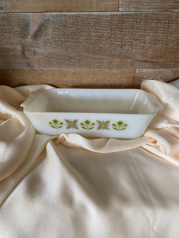 Fire King meadow green casserole dish Anchor Hocking side