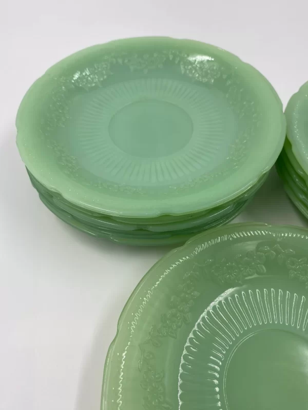 Fire King Jadeite Alice pattern saucers set of 12