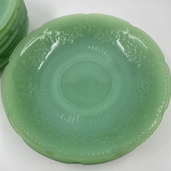 Fire King Jadeite close Alice pattern green