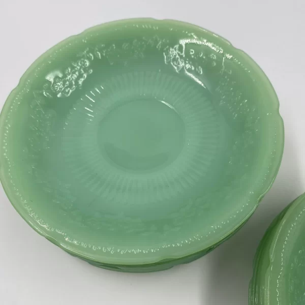 Fire King Jadeite close showing pattern set of twelve