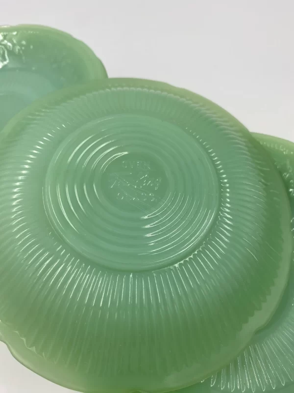 Fire King Jadeite set of twelve saucers bottom embossed