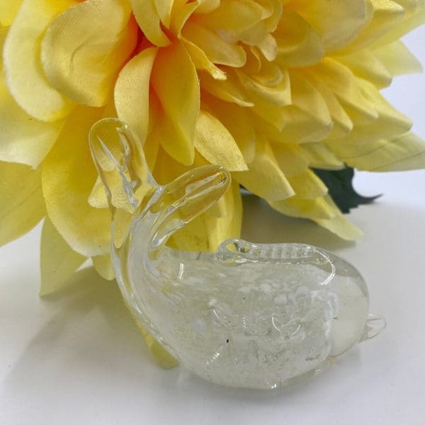 vintage glass fish clear with white flecks