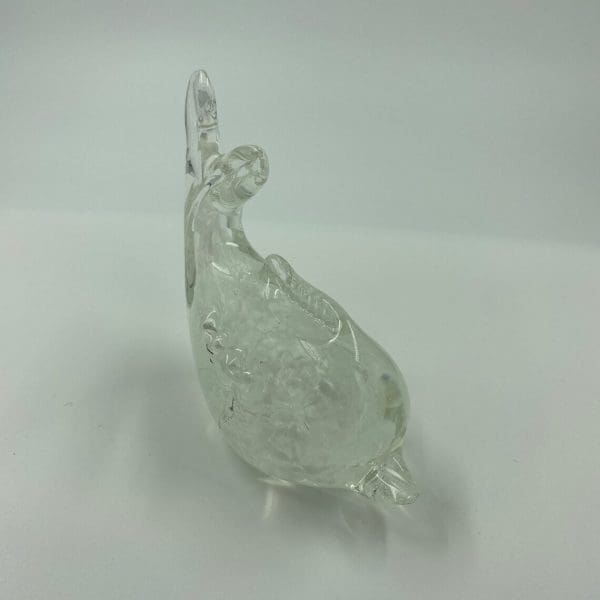 vintage glass fish clear with white top