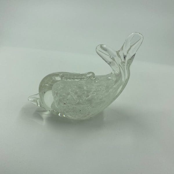 vintage glass fish clear with white flecks right