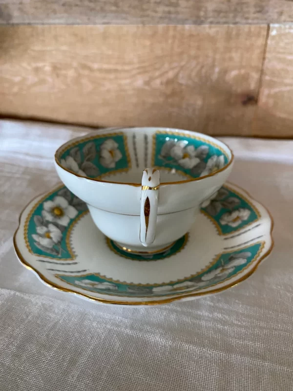 foley teacup and saucer gold on handle