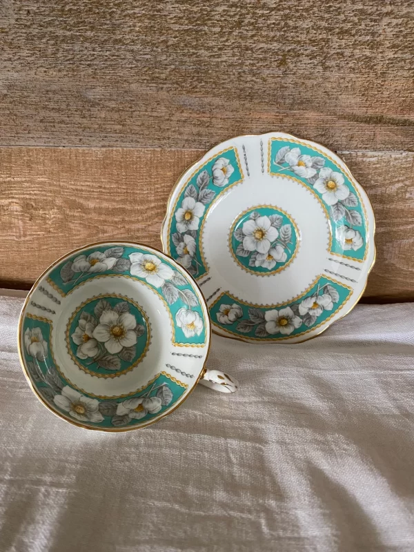 Foley teacup and saucer inside of tea cup and top of saucer