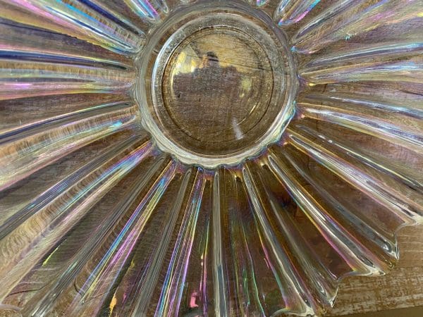 clear carnival glass bowl close center