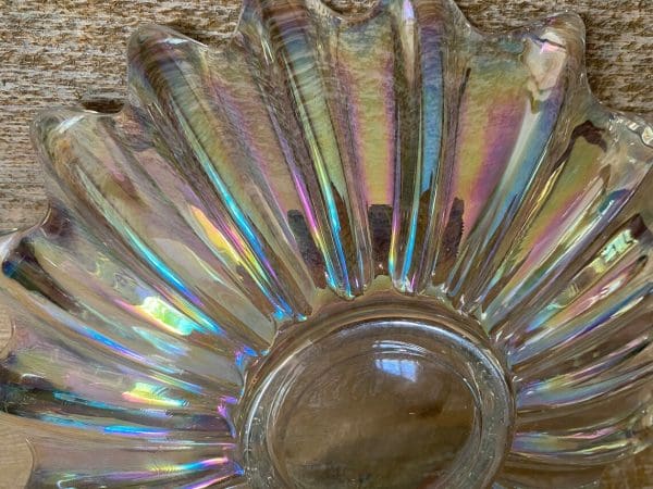 clear carnival glass bowl iridescent rainbow