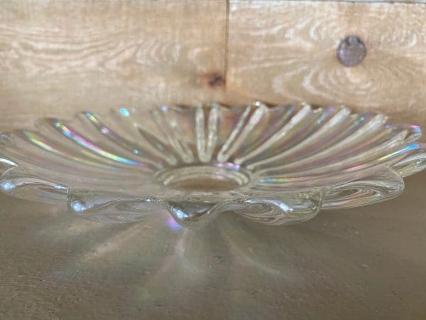 clear carnival glass bowl side