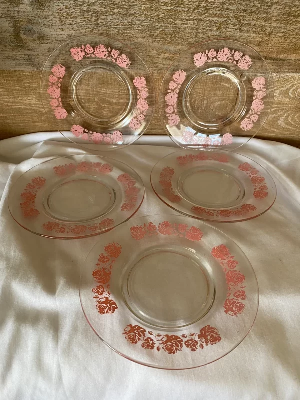 Shabby Chic cake plates clear with pink flower edge