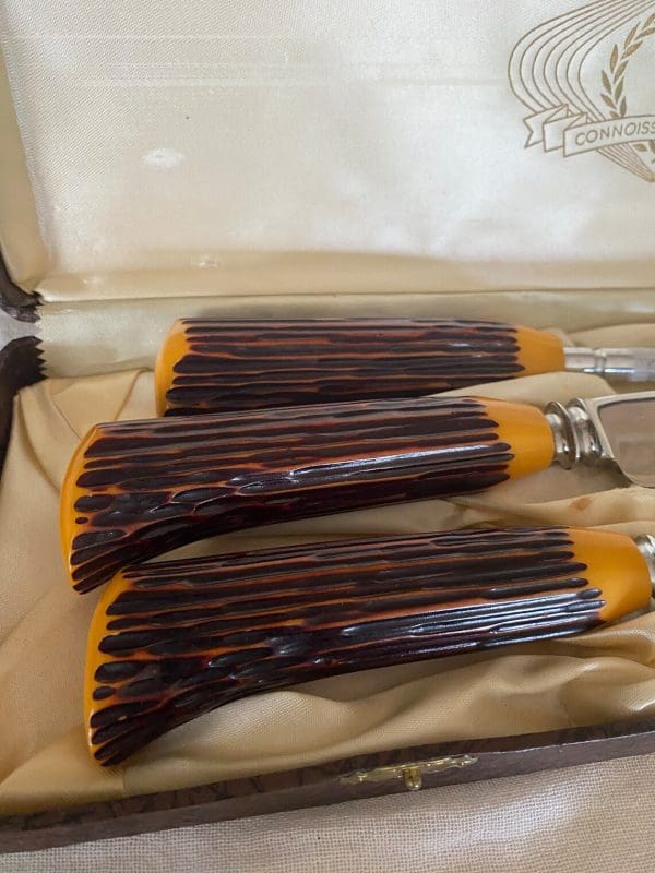 vintage Bakelite carving set carved Bakelite handles