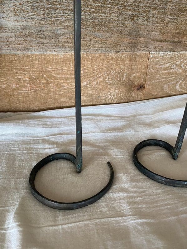 vintage wrought iron candle holders swirled base