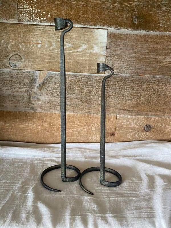 vintage wrought iron candle holders basic primitive black iron