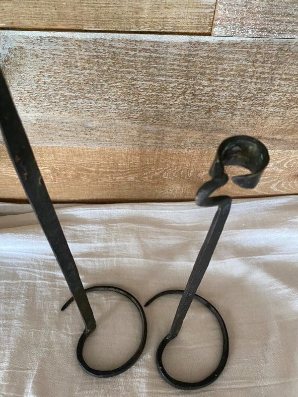 vintage wrought iron candle holders close