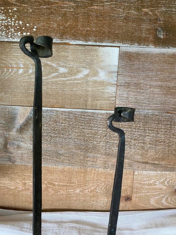 vintage wrought iron candle holders pair