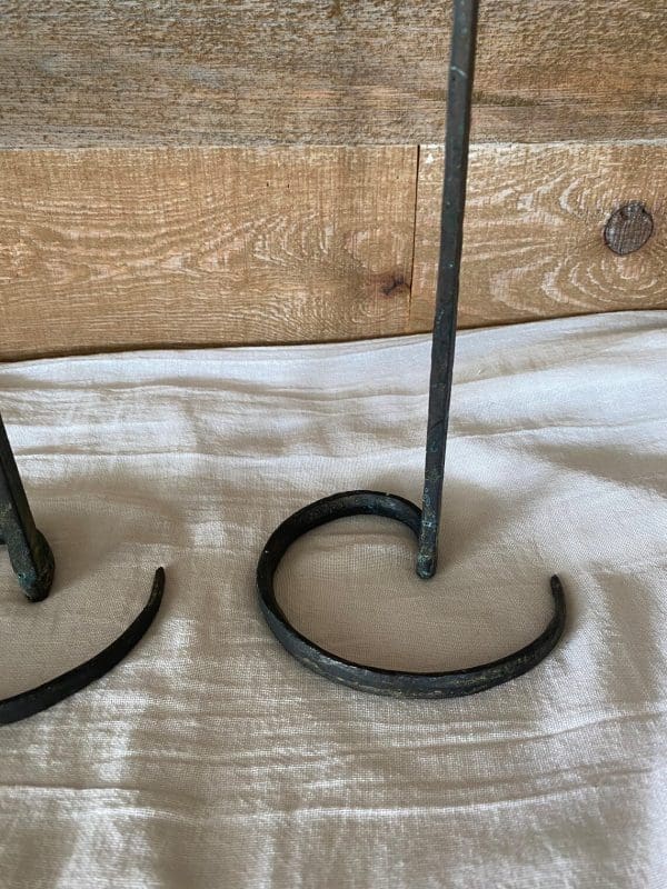 vintage wrought iron candle holders swirl base