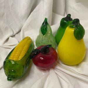 glass fruit handblown pears corn tomato