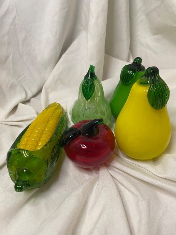 glass fruit handblown pears corn tomato