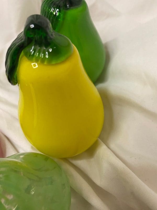 glass fruit close yellow pear