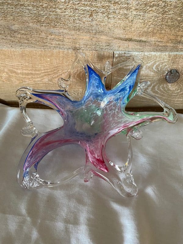 hand blown glass bowl star shaped abstract