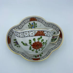 Herend tea cup unique shape with flower pattern