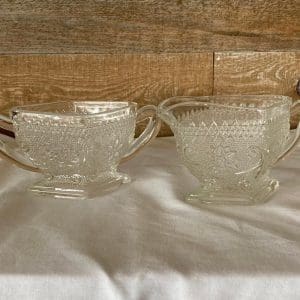 vintage glass sugar and creamer sets pressed sandwich glass