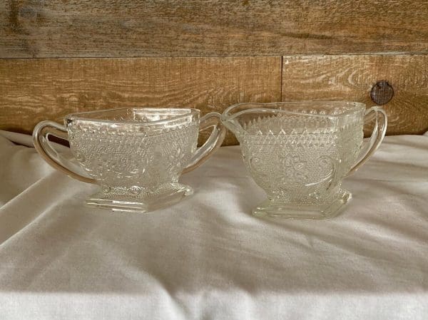 vintage glass sugar and creamer sets pressed sandwich glass