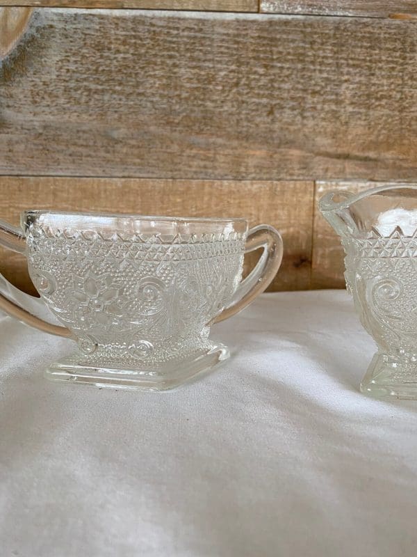 vintage glass sugar and creamer sets sugar dish double handles