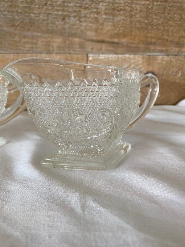 vintage glass sugar and creamer sets creamer close