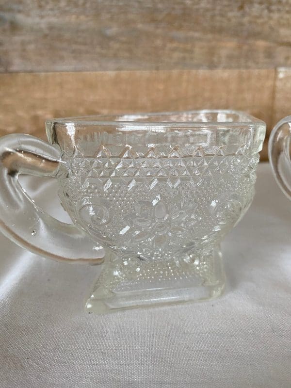 vintage glass sugar and creamer sets close