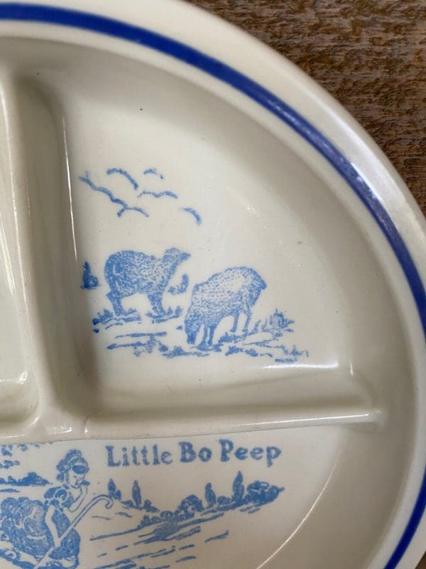 vintage divided plates close of sheep in one section