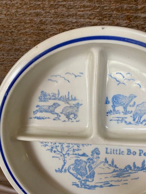 vintage divided plates close of other section with sheep