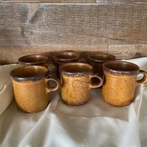 McCoy coffee mugs set of six brown glaze vintage