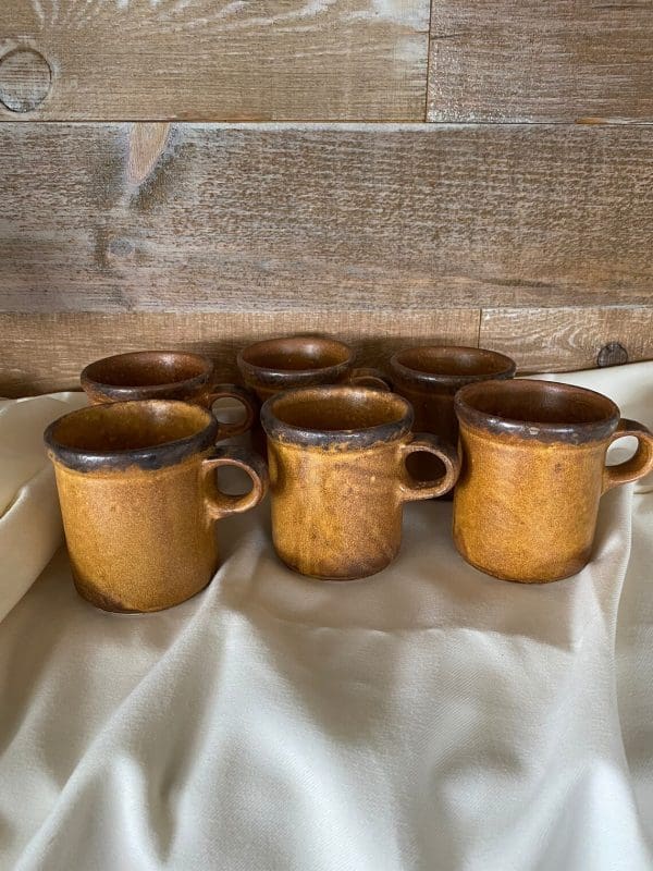 McCoy coffee mugs set of six brown glaze vintage