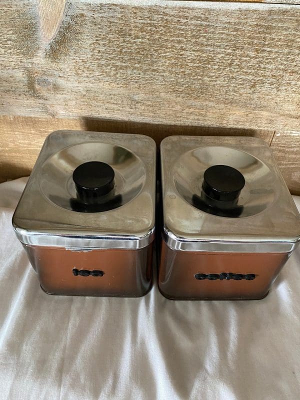 vintage metal canister set tops