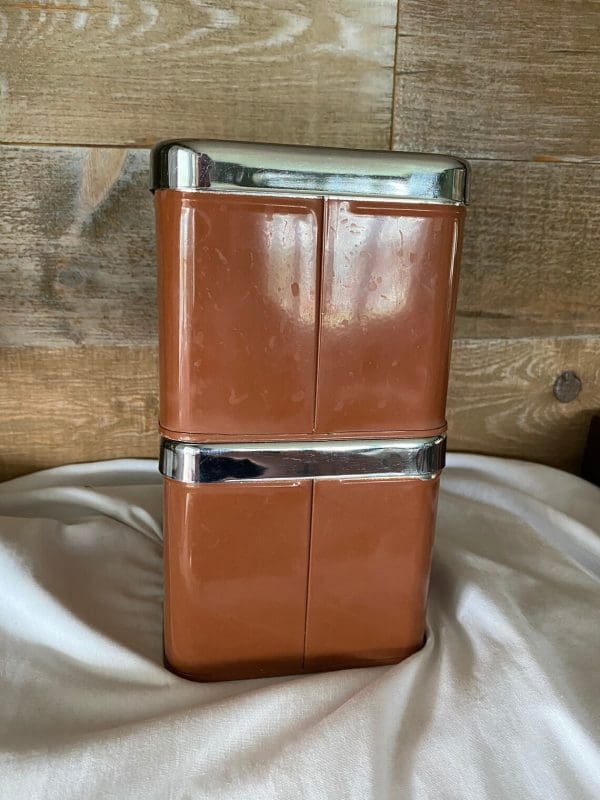 vintage metal canister set back